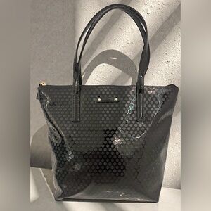 Kate Spade Shiny Embossed Patent Leather Black Polka Dot Tote NWOT